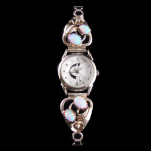 Navajo Cultured Opal Stones with Sterling Flower Watch