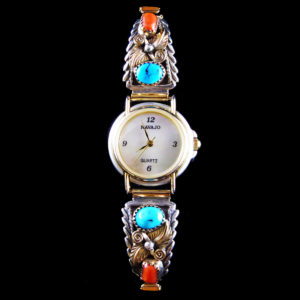 Turquoise & Coral 12 Kt. Gold Fill Watch