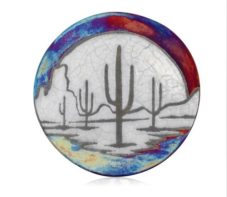 Raku Silhouette Coaster-Saguaros
