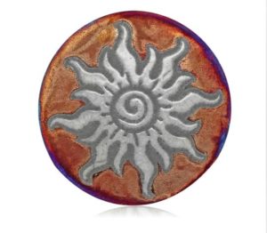 Raku Silhouette Coaster-Spiral Sun