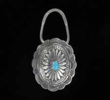 Navajo Stamped Silver Turquoise Key Ring