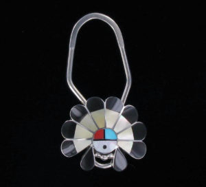 Zuni Multi-stone Inlaid Sunface Key Ring