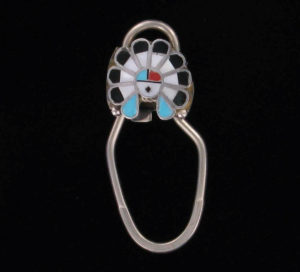 Zuni Multi-stone Inlaid Sunface Key Ring