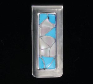 Zuni Turquoise & Mother of Pearl Inlaid Money Clip