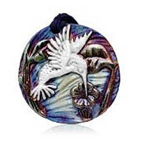 Hummingbird Raku Medallion Ornament