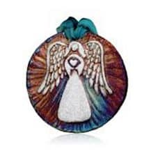 Spirit Angel Raku Medallion Ornament