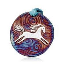 Spirit Pony Raku Medallion Ornament