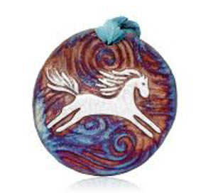 Spirit Pony Raku Medallion Ornament