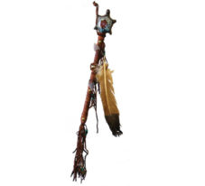 Navajo Turtle Dance Rattle with Feather