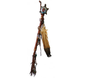 Navajo Turtle Dance Rattle with Feather