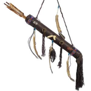Deerskin Quiver with Feathers, Fringe and Arrows