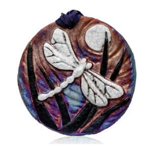 Dragonfly Raku Medallion Ornament