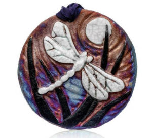 Dragonfly Raku Medallion Ornament