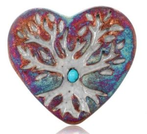 Raku Tree of Life Mini Heart