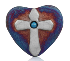 Raku cross mini heart