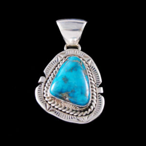 Turquoise Pendant w Rope & Stampwork