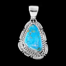 Turquoise with Roped Silver Pendant