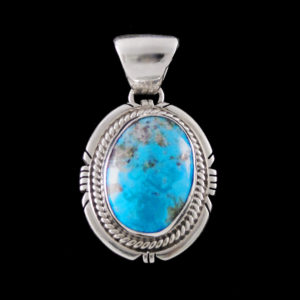 Turquoise Pendant w Silver Edgework