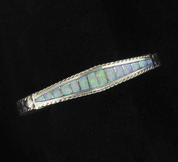 White Cultured Opal Inlaid Cuff | Joe Wilcox Indian Den