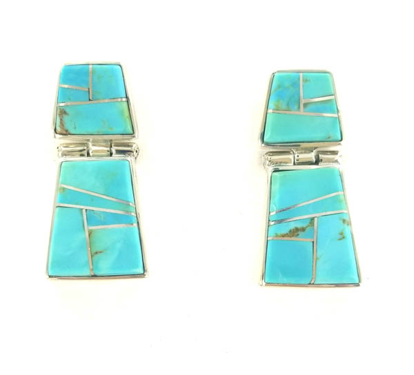 Sterling Silver Turquoise Earrings Square Turquoise Earrings Birthstone Earrings Silver and Turquoise Drop Earrings December Birthstone