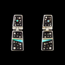 Onyx Night Sky Inlaid Dangle Earrings