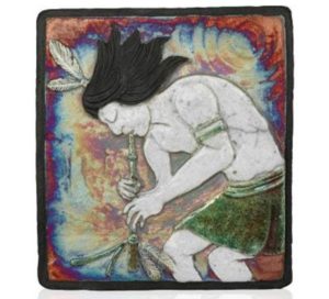 Raku Wall Art - Kokopelli Tile