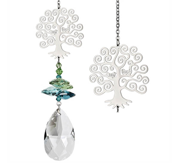 Woodstock Chimes Rainbow Makers Suncatcher – Crystal Fantasy, Tree Of Life, Mit Grünen Kristallen, 10 Cm Lang (mit Kette)