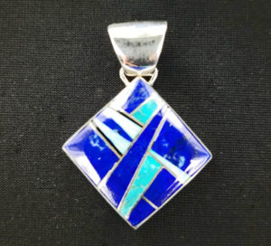 Lapis-Tq-Opal Diamond Shape Pendant