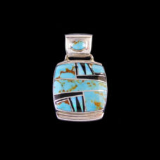 Turquoise-Opal-Onyx Square Pendant