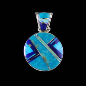 Turquoise-Lapis Opal Round Pendant