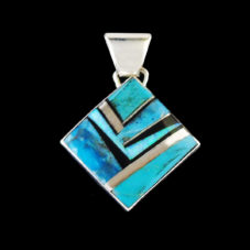 Tq-Onyx-Opal Diamond Shape Pendant