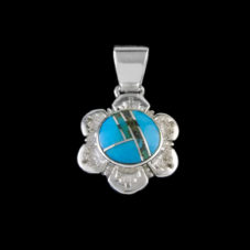 Turquoise Inlaid Flower Pendant