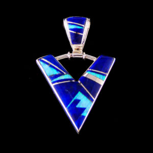 Lapis-White Opal Triangle Pendant