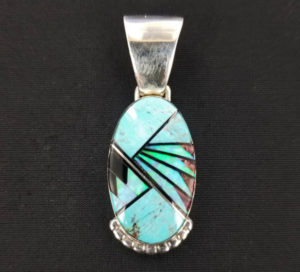 Turquoise-Opal-Lapis Oval Pendant