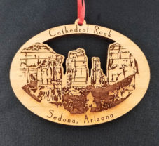 Red Rock Crossing Oval Wood Ornament