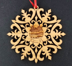 Red Rock Snowflake Wood Ornament