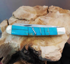 Turquoise Inlay 2 Blade Trapper Knife