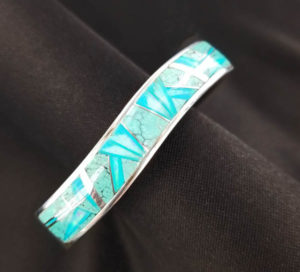 Turquoise & Opal Curved Inlay Bracelet
