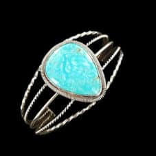 Turquoise Stone w Open Band Bracelet