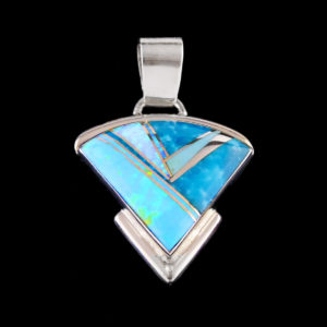 Turquoise & Opal Triangle Pendant