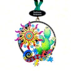 Lizard and Cactus Brass Christmas Ornament