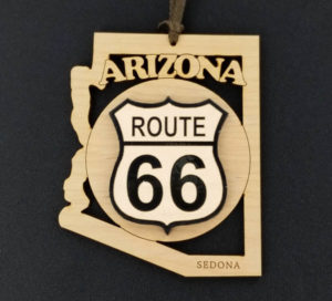 Arizona Route 66 State Shape Wood Ornament