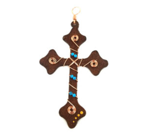 Copper Wire Cross Christmas Ornament-Lg