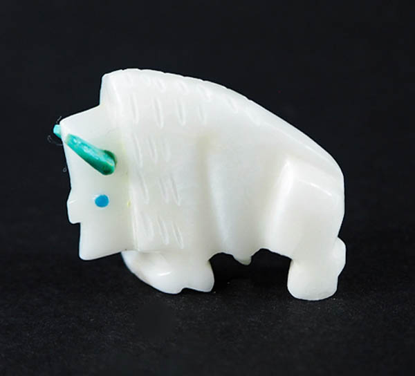Etsate White Marble Zuni Buffalo Fetish | Joe Wilcox Indian Den