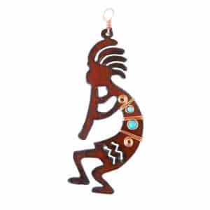 Kokopelli & Turquoise Metal Ornament