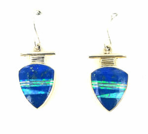 Lapis & Bue Cultured Opal Inlaid Earring