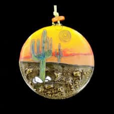 Saguaro Desert Scene Glass Ornament