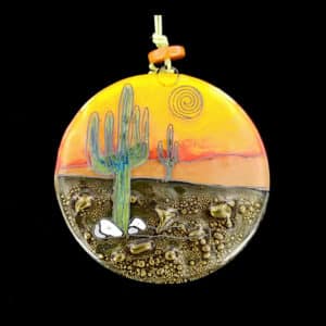 Saguaro Desert Scene Glass Ornament