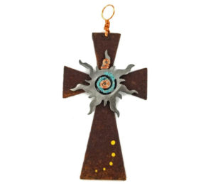 Spiral Sun Cross Christmas Ornament