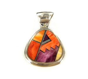 Muli-Color Spiny Oyster Inlaid Pendant